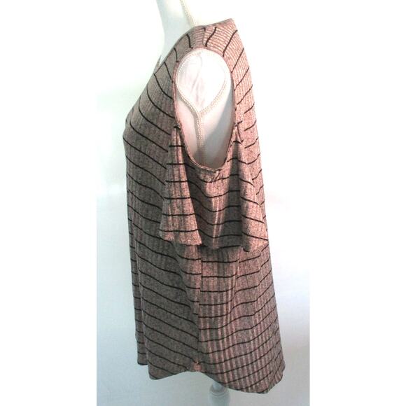 Apt. 9 Women's Tan Striped Peek A Boo Shoulder Short Sleeve  Shirt Size XL - Picture 4 of 11